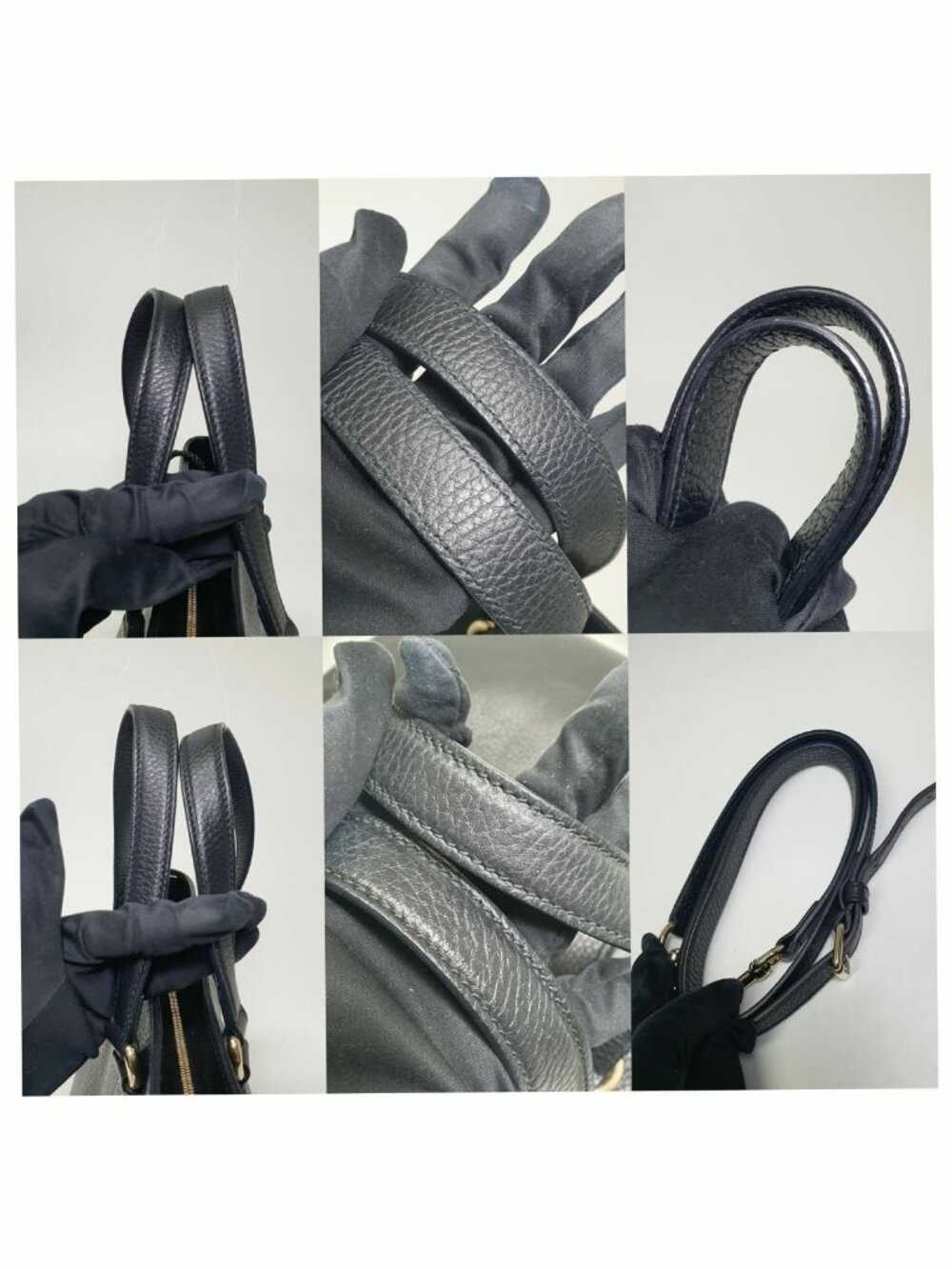 Authentic Gucci Black Leather Tote Bag Bamboo Tassel Crossbody Satchel Gold Hard - Picture 9 of 12